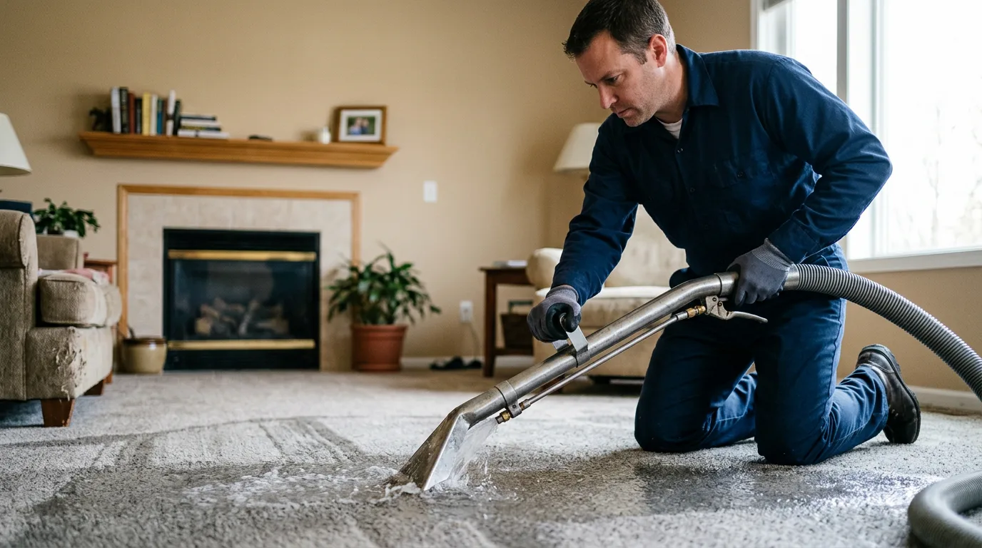 Water damage restoration technician working near O Brien, TX